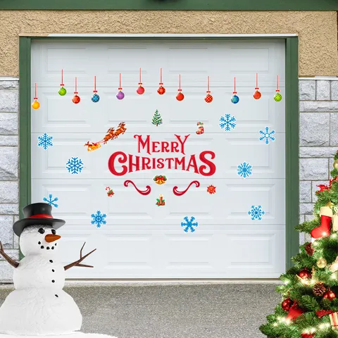 Weihnachten Magnetisch Garagentor Aufkleber Kühlschrank Decal Wasserdicht PVC Schneemann Weihnachtsmann Schneeflocke Party Dekor
