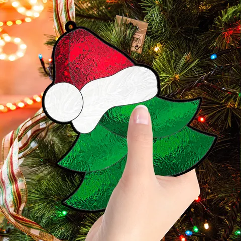 Noël Sapin Flocon de Neige Acrylique Panneau Suspendu Décor Imprimé UV Avec Chaîne Et Ventouse Pour Maison