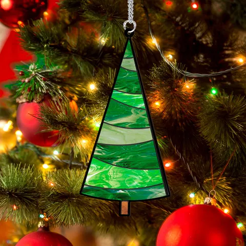 Plaque Suspendue en Acrylique Sapin Flocon de Neige Impression UV Recto-Verso Ornement avec Chaîne et Ventouse pour Décoration de Maison