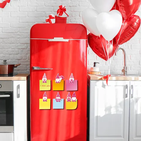 Valentine's Day Pink Heart Gnome Refrigerator Magnets Cute Waterproof Magnetic Stickers For Kitchen Home Decor