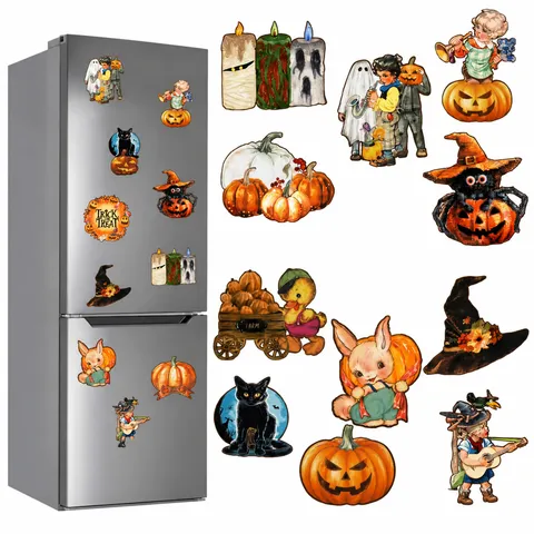 Halloween Magnetischer Kühlschrankaufkleber Gruseliger Totenkopf Grabstein Krähe Festdeko