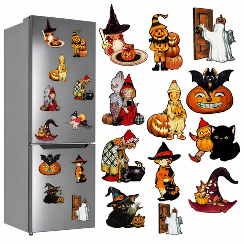 Halloween Magnetischer Kühlschrankaufkleber Retro Totenkopf Grabstein Krähe Auto Aufkleber Wasserdicht PVC Festival Wanddekoration