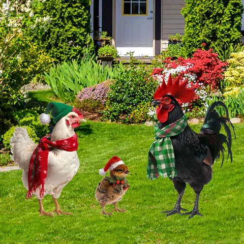 Noël Métal Poulet Piquet de Jardin Fer Cour Art Extérieur Pelouse Décoratif Ornement de Vacances