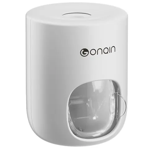 Wall Mounted Automatic Toothpaste Dispenser Plastic No Drilling Squeezer With Dustproof Cover For Bathroom Home Restroom Decor