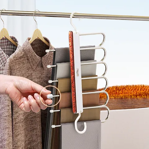 Moderne Roestvrij Staal Opvouwbaar Broekenhanger Ruimtebesparend Meerlaags Broek Hanger Kledingkast Organizer Met Aromatherapie Kamer Voor Thuis Slaapkamer Opslag