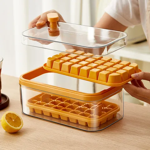 Drück-Typ Eiswürfelbereiter Form Haushalt Transparente Eisaufbewahrungsbox Mit Eisschaufel Einfaches Lösen Eismaschine Küchenwerkzeug