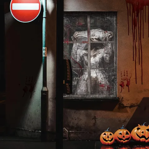 Halloween Blutige Nonne Geist Gesicht Stoff Fenster Hängende Dekoration Gruselige Falsche Fenster Kulisse Party Deko Requisiten