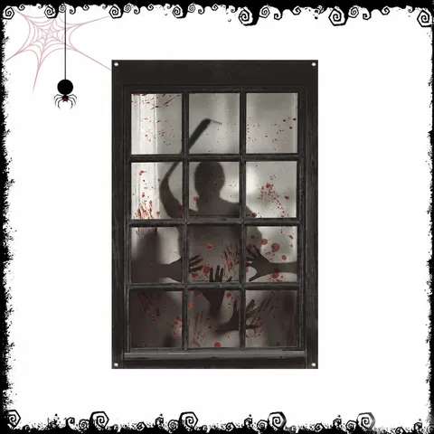 Halloween Blutige Nonne Geistergesicht Fenster Dekorative Malerei Horror Falsche Fenster Kulisse Party Requisiten Wandbehang Dekor
