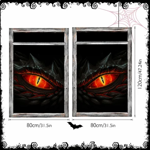 Halloween Horror Eyes False Window Decoration Cloth Wall Sticker Scary Monster Peeking Wall Decal Party Home Decor