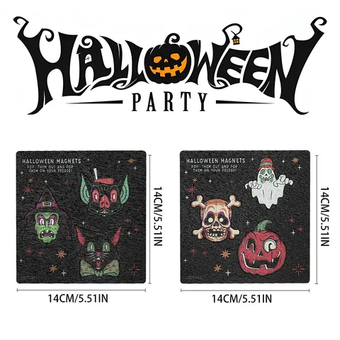 Halloween Holz Kühlschrankmagnete Set Geist Kürbis Cartoon Kühlschrankaufkleber Heim Küche Festival Party Dekoration