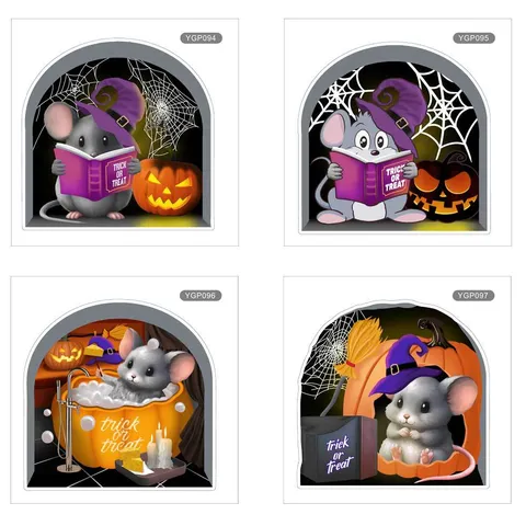 Halloween Φωτεινό Τρύπα Ποντικού Cartoon Αυτοκόλλητο Τοίχου Φθορίζον Αυτοκόλλητα Τοίχου για Διακόσμηση Δωματίου Σπιτιού