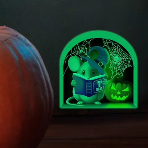 Halloween Φωτεινό Τρύπα Ποντικού Cartoon Αυτοκόλλητο Τοίχου Φθορίζον Αυτοκόλλητα Τοίχου για Διακόσμηση Δωματίου Σπιτιού