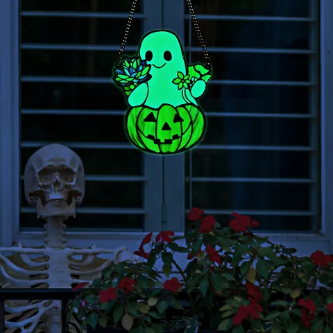 Διασυνοριακό Halloween Φωτεινό Ακρυλικό Διακοσμητικό Κρεμαστό Σήμα Φάντασμα Κολοκύθα Τοίχος Κρεμαστό Πάρτι Διακόσμηση