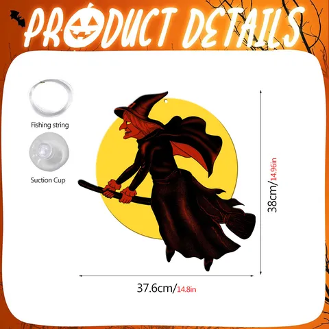 Halloween Hanging Luminous Bat Pumpkin Ghost Witch Black Cat Wall Stickers Double Sided Glow in the Dark Party Window Decor