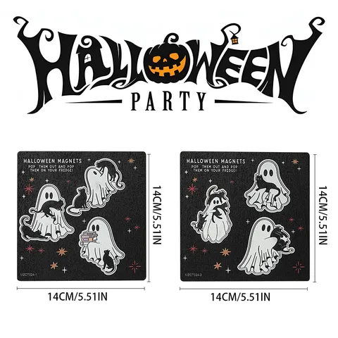 Ξύλινα Μαγνητικά Αυτοκόλλητα Ψυγείου Halloween Φάντασμα Μαύρη Gata Kouzina Spiti Parti Diakosmisi