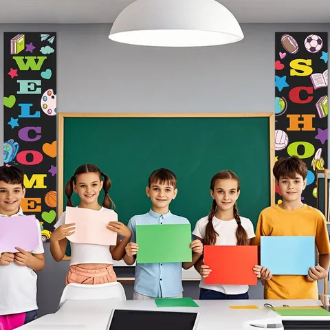 Back To School Bulletin Board Decoration Banner Classroom Wall Sticker Set Welcome School Educational Party Supplies