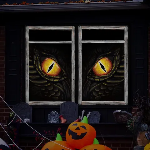 Halloween Matia Tromou Afisa Parathyrou Tromaktikoteras Toy Teratos Autokollito Tichou Diakosmisi Partis Yfasma