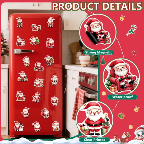 Christmas Refrigerator Magnets Santa Claus Snowman Soft Magnetic Stickers Holiday Home Kitchen Decor Fridge Decals