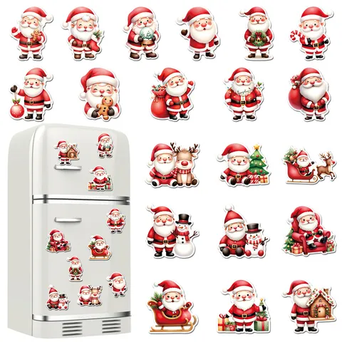 Christmas Refrigerator Magnets Santa Claus Snowman Soft Magnetic Stickers Holiday Home Kitchen Decor Fridge Decals
