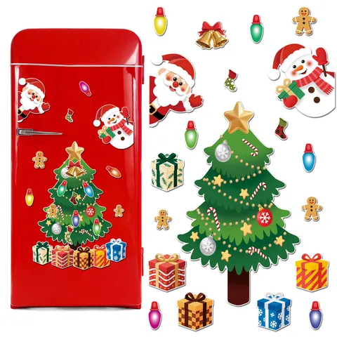 Christmas Tree Refrigerator Magnets Cute Santa Claus Elk Magnetic Sticker PVC Soft Holiday Kitchen Decor