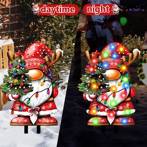 Christmas LED Acrylic Yard Stake Outdoor Lawn Decorative Glowing Sign Holiday Garden Ornament