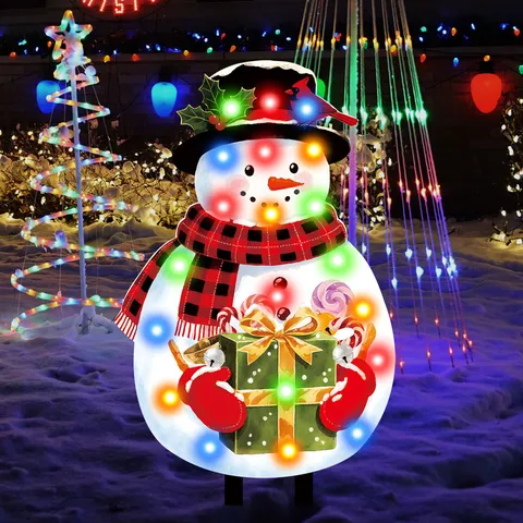 Weihnachtsschneemann Gartenstecker Hof Dekorative Leuchtende Festival Setup Requisite Wasserdichte PVC Outdoor Deko