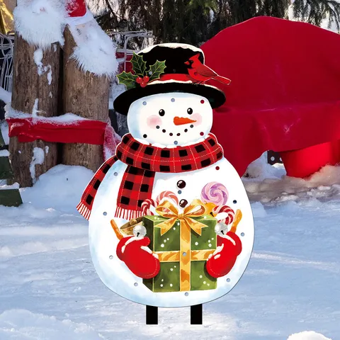 Weihnachtsschneemann Gartenstecker Hof Dekorative Leuchtende Festival Setup Requisite Wasserdichte PVC Outdoor Deko