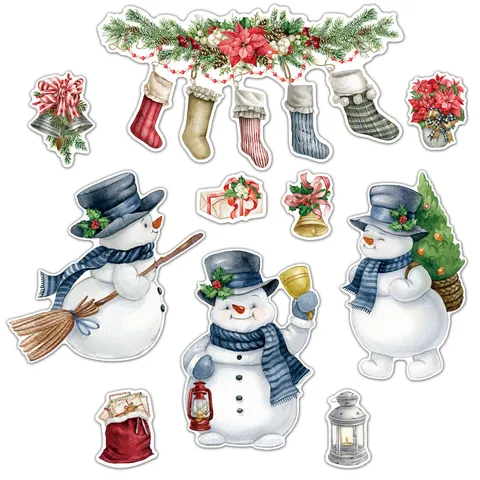 Christmas Refrigerator Magnetic Stickers Snowman Santa Claus Dishwasher Decals Holiday Home Kitchen Decor