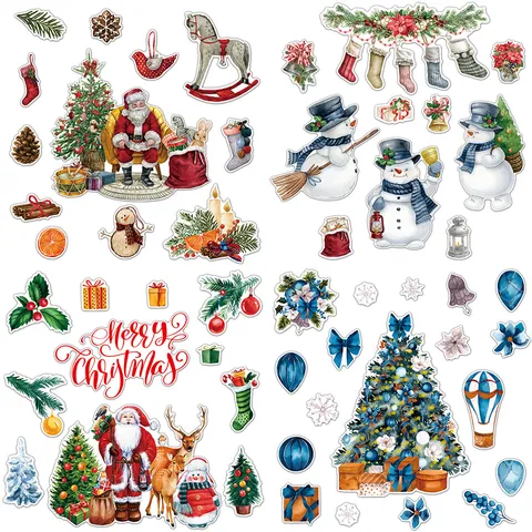 Christmas Refrigerator Magnet Set PVC Magnetic Sticker Festive Holiday Home Decor for Kitchen Dishwasher