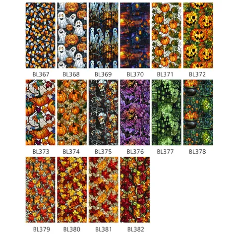 Halloween Window Stickers Pumpkin Ghost Skeleton Stained Glass PVC Decals Static Cling Window Film For Holiday Home Decor