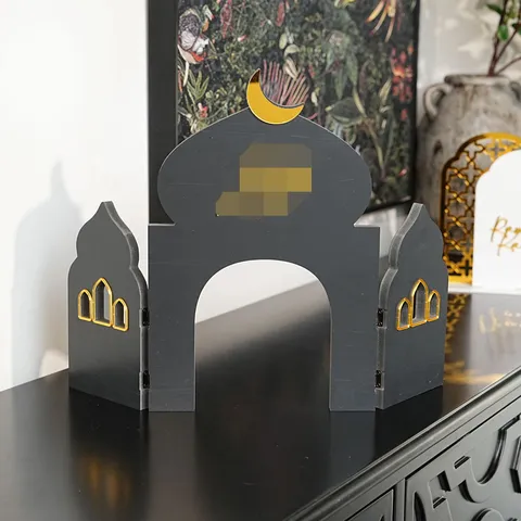 Middle Eastern Architecture Desktop Ornament PVC Foam Board Gold Acrylic Islamic Festival Party Home Decor Tabletop Centerpiece