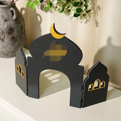Middle Eastern Architecture Desktop Ornament PVC Foam Board Gold Acrylic Islamic Festival Party Home Decor Tabletop Centerpiece