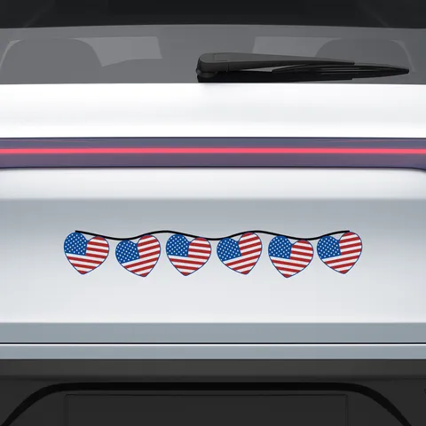 Jour de l'Indépendance Américaine Cœur Autocollant de Voiture Réfléchissant Magnétique Aimant de Réfrigérateur Décoration