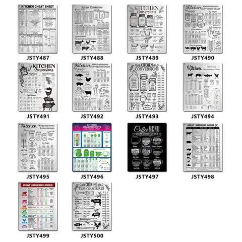 Metal Kitchen Conversion Chart Refrigerator Magnet Cooking Measurement Guide Baking Equivalent Sign With Lanyard Magnet