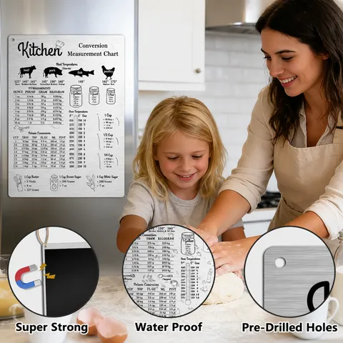 Stainless Steel Kitchen Conversion Chart Magnet Fridge Magnetic Cooking Measurement Tool With Lanyard For Home