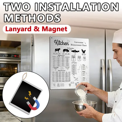 Stainless Steel Kitchen Conversion Chart Magnet Fridge Magnetic Cooking Measurement Tool With Lanyard For Home