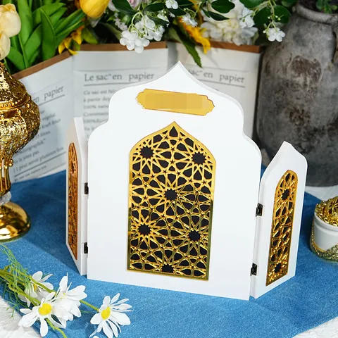 Middle Eastern Style Desktop Architecture Ornament Hollow Out Acrylic Craft Display Stand For Festive Party Home Decor