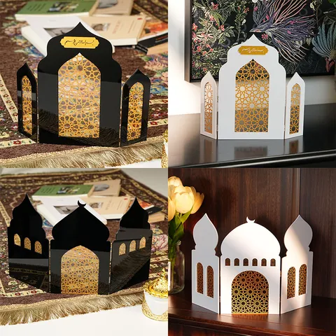 Middle Eastern Ethnic Style Architectural Desktop Ornament Acrylic Hollow Festival Home Decor Table Display