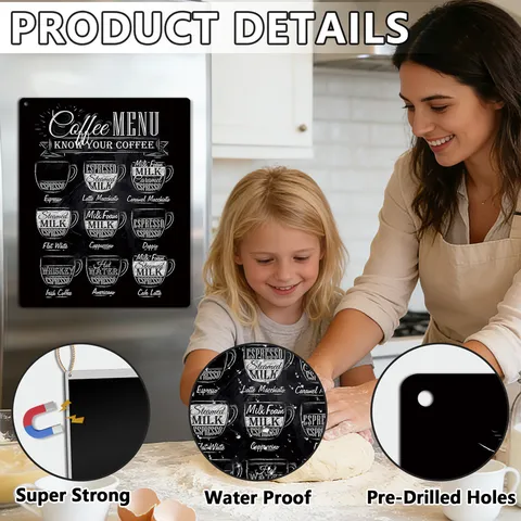 Tabella di Conversione da Cucina in Metallo Magnete da Frigo Segno Menu Caffè Lavagna Segno Sospeso Decorativo da Parete per Cucina