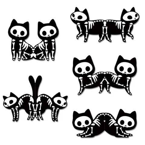 Schwarz Und Weiß Skelett Katze Magnetische Lesezeichen PVC Süße Halloween Lesebücher Clips Für Bücher Büro Schulbedarf