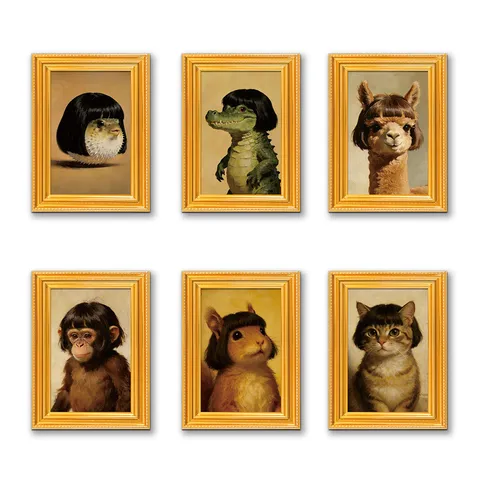 Creative 3D Wooden Photo Frame Fridge Magnet Funny Animal Portrait Art Home Decor Cartoon Refrigerator Sticker
