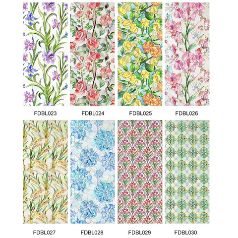 3D Relief Stained Glass Window Film UV Protection Static Cling Frosted Privacy Window Sticker Floral Home Decor