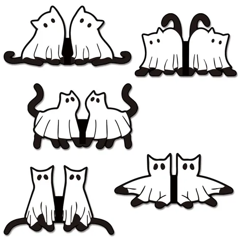 Cute Black White Ghost Cat Magnetic Bookmark PVC Soft Magnet Page Marker Cute Reading Gift For Book Lovers Office Supplies