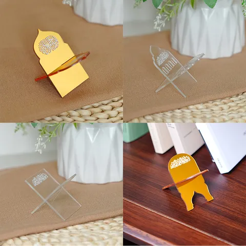 Acrylic Quran Book Stand Date Holder Islamic Calligraphy Arch Desktop Ornament Display Stand