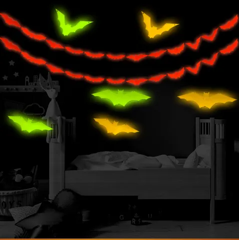 Luminous Bat Wall Stickers Glow in The Dark Halloween Party Home Window Decor Glowing PVC Waterproof Decals