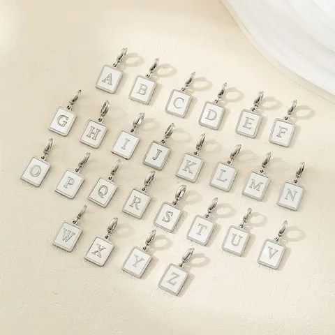 Ciondolo con Lettera Quadrata in Acciaio Inossidabile con Conchiglia Gioielli Fai da Te
