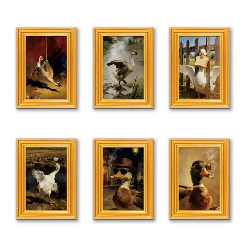 Funny Duck And Goose 3D Wooden Photo Frame Fridge Magnet Vintage Animal Art Magnetic Refrigerator Sticker For Home Kitchen Decor
