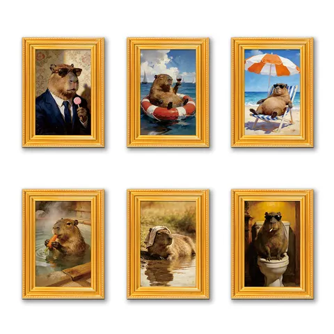 Funny Capybara Refrigerator Magnet Cute 3D Wooden Photo Frame Fridge Sticker Novelty Animal Home Kitchen Decoration Gift