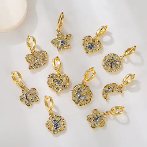 DIY Weihnachtsanhänger Vergoldetes Kupfer Strass Schneeflocke Rentier Baum Herz Anhänger Für Schmuckherstellung Armband Halskette