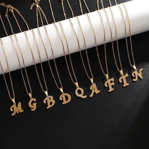 Collana con Ciondolo a Lettera Iniziale in Acciaio Inossidabile Minimalista 26 Alfabeto Catena per Donne